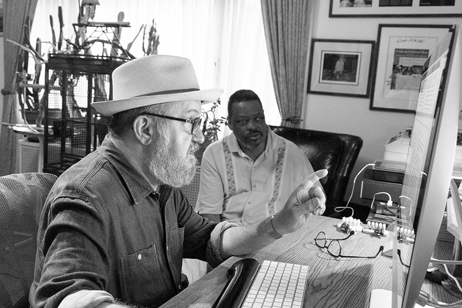 Phil with Frank at computer
